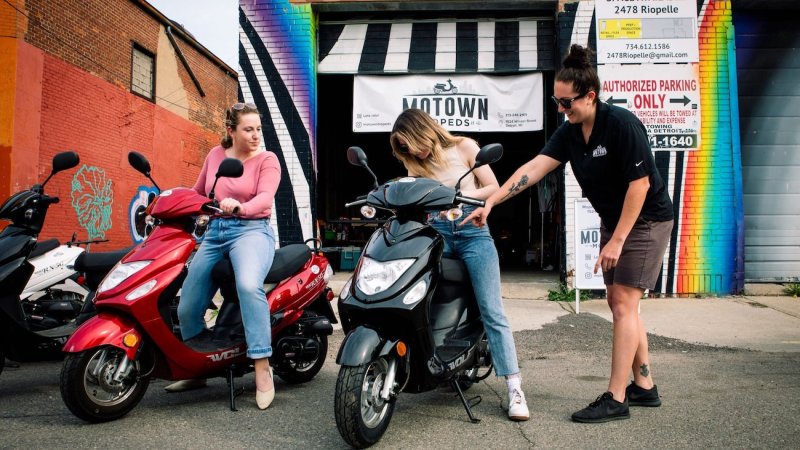 motown mopeds owner erin guillen explains how to ride one of the mopeds she offers for rent at the eastern market shop in detroit